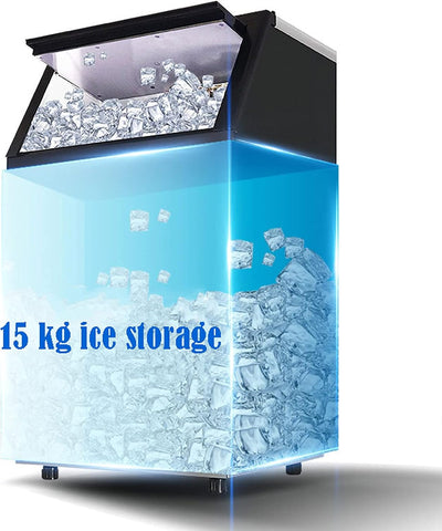 Ice Maker Commercial Machine Self Clean, 44 Cubes per Batch in 11-18 Minutes 100KG/24H,15KG Storage Bin, Advanced LCD Panel w/Clear Indicators, Freestanding for Restaurant/Home/Food Truck Use