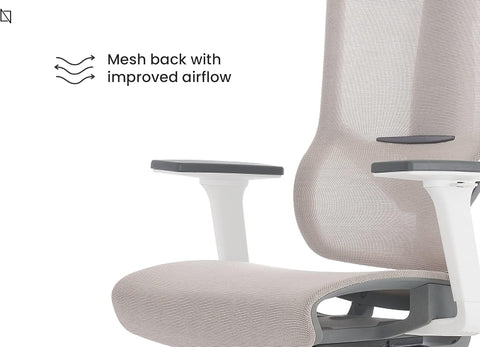 NAVO AERO, Premium Ergonomic Fabric Office Chair (BEIGE GREY)