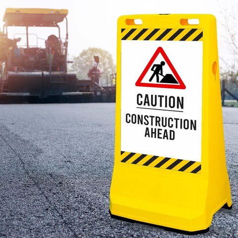 Olmecs Blank Road Barrier | Portable Barrier with Advertising Barges | Pavement Sign Barrier with Threaded Socket and Chain Attaching Hole