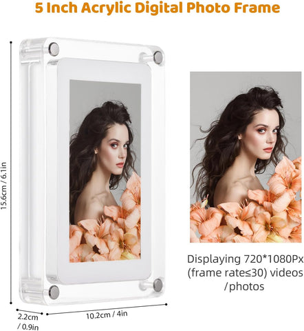 Olmecs 5 Inch Digital Picture Frame, Acrylic Video Frame, 8GB Memory