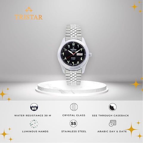 Tristar BA Series Men's Automatic Watch Arabic Numeral Dial Bracelet Wrist Watch for Men