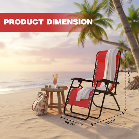 Procamp Zero Gravity Racing Red Camping Chair | Folding Outdoor Recliner | Zero Gravity Lounger