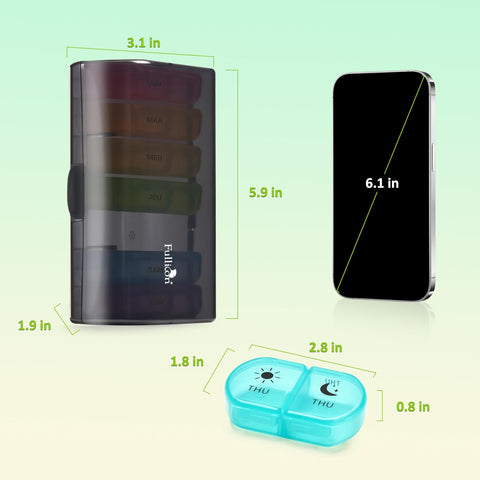 Fullicon Large Capacity Pill Organizer, Secure Pill Case with Durable Printing