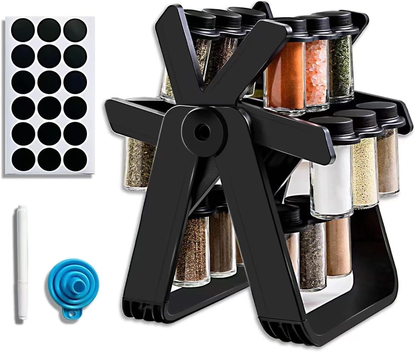 The Most Efficient and Convenient Spice Rack Set: Ferris Wheel Design with 18 Jars
