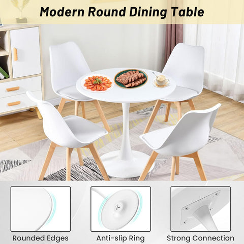 Olmecs white Round Dining Table, 60 CM Modern Tulip Kitchen Table 2.2CM