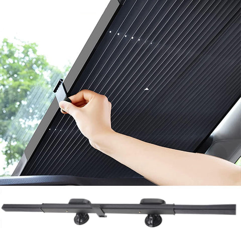 Auto Sunshade, Retractable Windshield Sun Shade, Quick Install Durable Breathable Mesh Cove