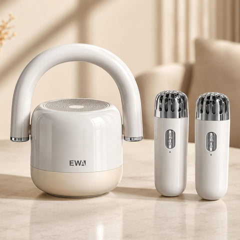 EWA A17 Mini Karaoke Machine Portable Bluetooth Karaoke Speaker with 2 Wireless Microphones, RGB LED Light