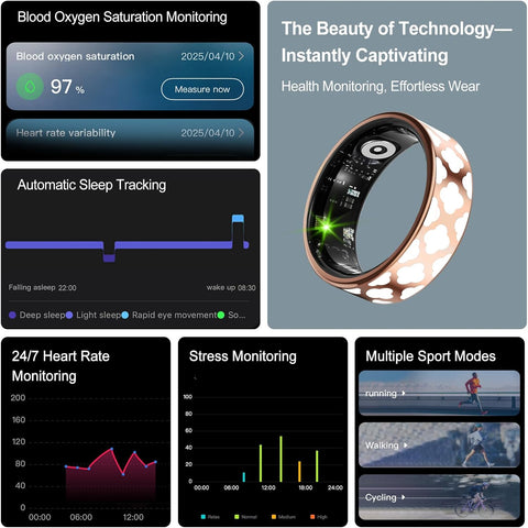 Smart Ring for Men Fitness Tracker with Heart Rate
