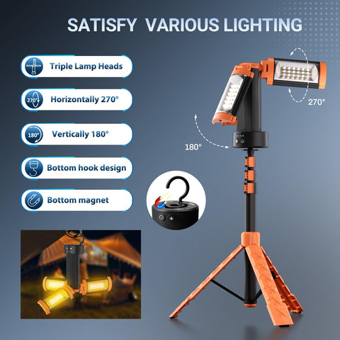 Rechargeable 10000 Mah Camping Light with Stand, Telescoping Camping Light for Power Outages
