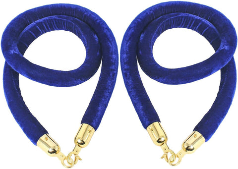 2 pcs Velvet Stanchion Rope, Crowd Control Rope Barrier with Polished Gold Hooks - Olmecs