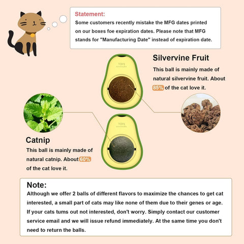 Dorakitten Catnip Ball Catnip Toy | 2pcs Avocado Cat Toy