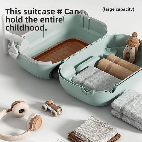Kids Ride On Luggage, Multi Functional Toddler Suitcase with Wheels and 90 Degree Folding Pedals