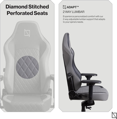 Navodesk APEX AIR, Ergonomic Gaming Chair (CLOUD LEATHER - M, ULTIMATE GREY)