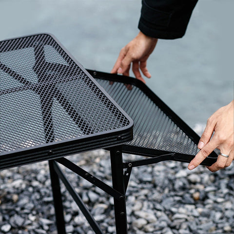 Folding Metal Camping Table, Portable Lightweight Grill Table for Outdoor