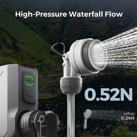FLEXTAILGEAR Portable Shower Pump, Rechargeable Camping Shower, Outdoor Tiny Shower for Hiking