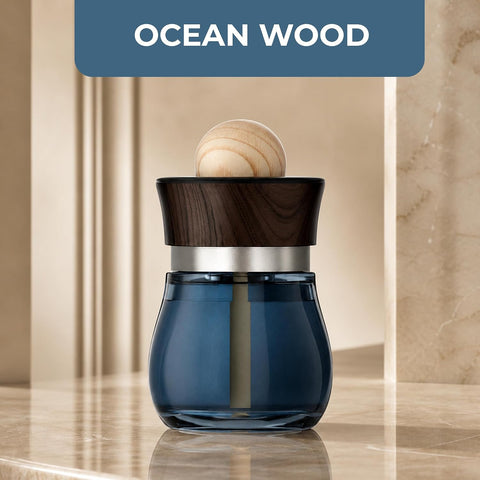 Black Odoor Aroma Diffuser Air Freshener, Premium Essential Oil Fragrance, Long Lasting Scent, Glass Bottle with Natural Wood Top - Ocean Wood