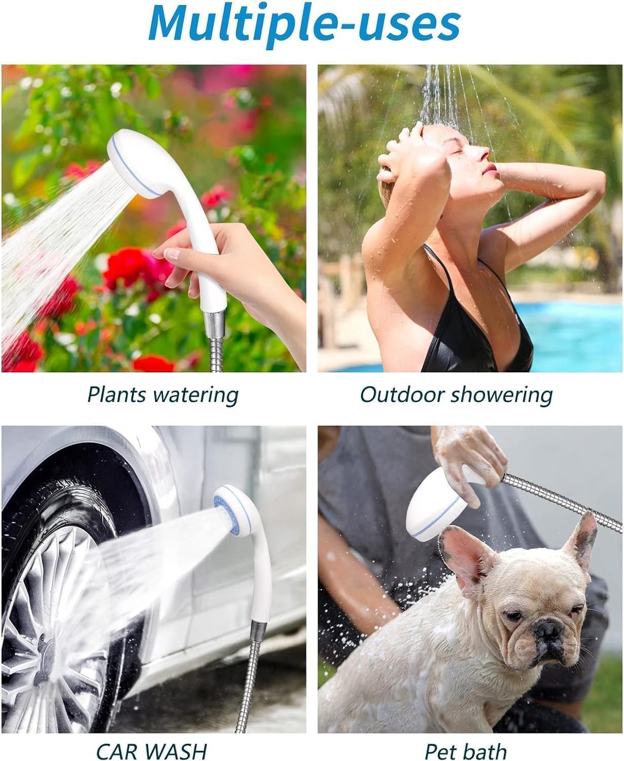 Electric Rechargeable Portable Camping Shower, Powered by Rechargeable Battery for Camping, Hiking, Traveling