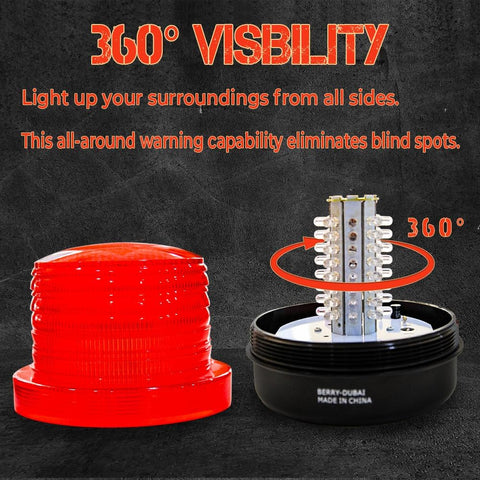 Olmecs Rotating Warning Strobe Light with 64 LED,12-24V Beacon Magnetic Emergency Flashing Warning Safety Lights for Construction Vehicles