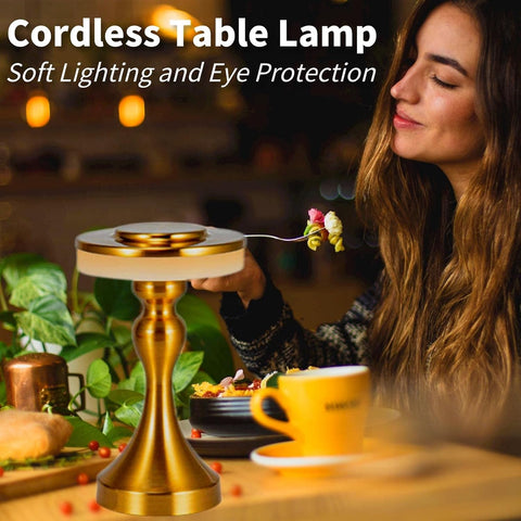 Olmecs Cordless Touch Table Lamps, Portable LED Desk lamp Battery Operated Nightstand Lamp with 3-Levels Brightness Rechargeable Night Light for Bedroom, Home, Office, Dorm, Bar (Gold)