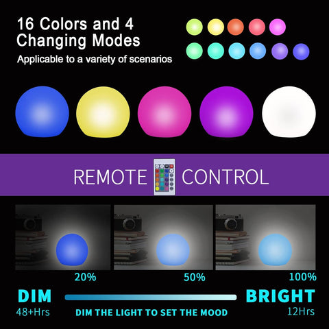 Olmecs LED Ball Light,  Color Changing Globe Light, Rechargeable Night Light, Waterproof 60-Inch (Copy)