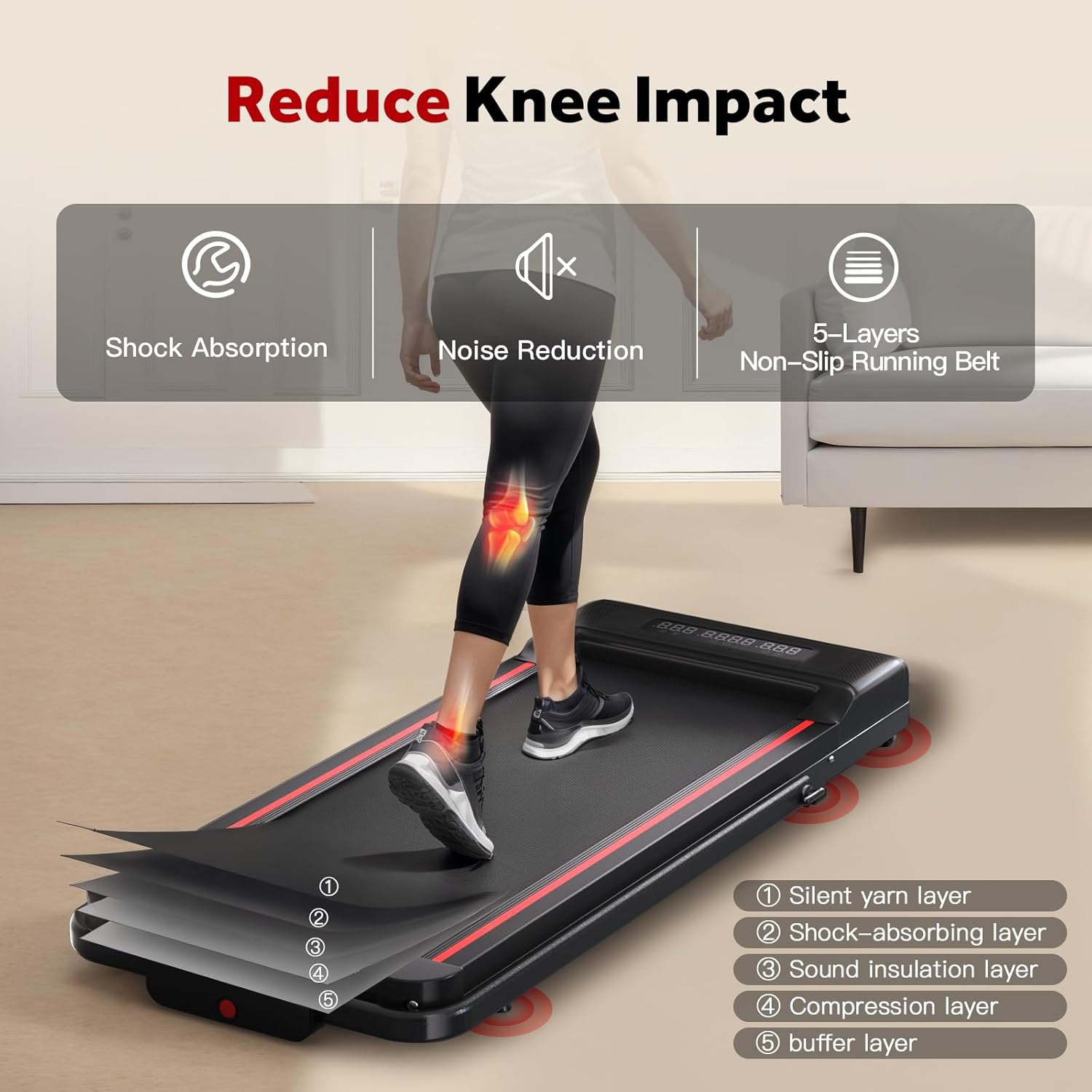 Sperax Walking Pad,Under Desk Treadmill,3 in 1 Treadmills for Home Foldable with LED Display