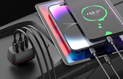 Budi - 3 Port Car Charger, 2x USB-A, 1x USB-C - CC626TB