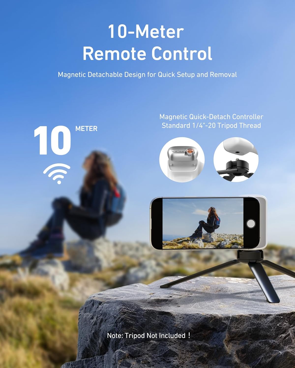 TELESIN Fun Shot Magnetic Phone Camera DSLR Style Shutter Grip for iPhone & Android with Detachable Wireless Shutter Button - MFI Certified