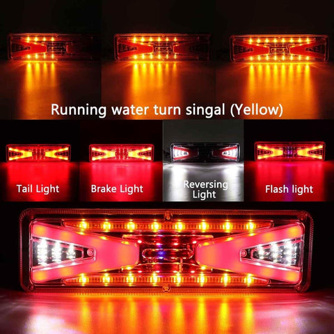 Olmecs Rear Brake Lights 12V / 24V Flowing Rear Tail Light Turn Signal Brake Reverse Lamp For Trailer Truck Lorry Bus RV Camper Bus Indicator Lamp