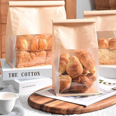 Tin Tie Tab Lock Kraft Paper Bags for Cookies Treats Candy Coffee Beans (5.1x3.9x11 In) - Willow