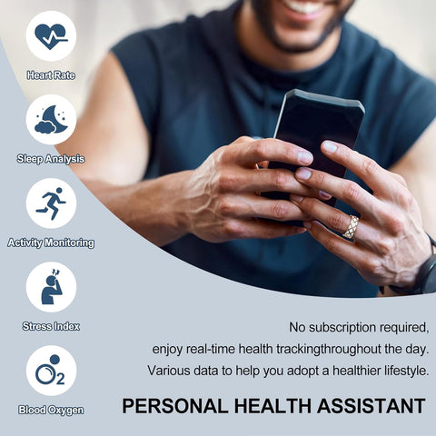 Smart Ring for Men Fitness Tracker with Heart Rate