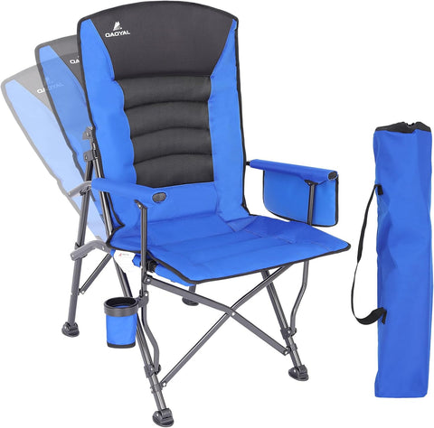Olmecs Camping Chairs for Adults, Adjustable Backrest Heavy Duty Oversized Folding Chair Supports 350lbs for Outside with Cup Holder