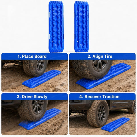 Recovery Traction Boards 2 Pack for 4x4 SUV Truck & Off-Road Vehicles – Heavy Duty Tire Traction Mats