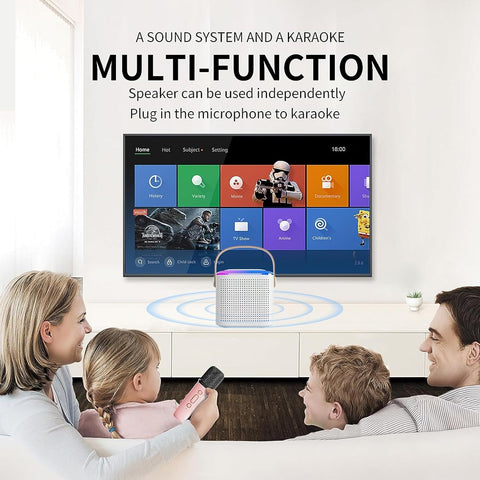 Mini Karaoke Machine with 2 Wireless Microphone, Portable Bluetooth Karaoke Speaker for Kids and Adults