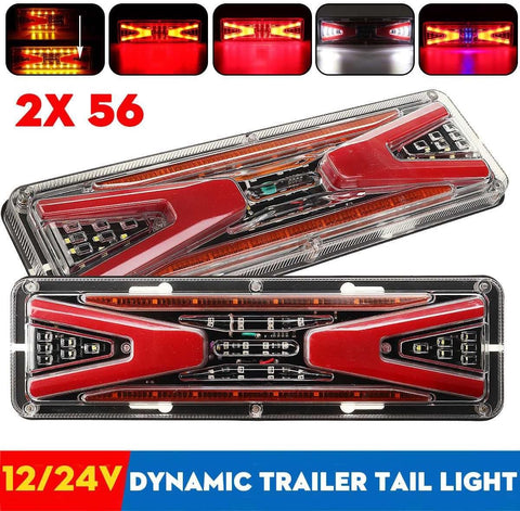 Olmecs Rear Brake Lights 12V / 24V Flowing Rear Tail Light Turn Signal Brake Reverse Lamp For Trailer Truck Lorry Bus RV Camper Bus Indicator Lamp