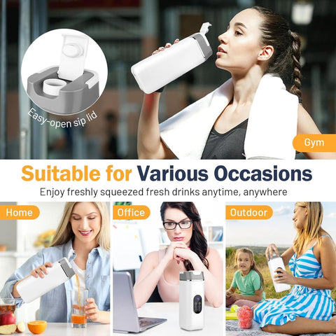 14 oz Mini Portable Blender, USB-C Rechargeable & Self Cleaning, Self Cleaning Electric Protein Shaker