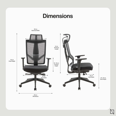 NAVO AERO, Premium Ergonomic Fabric Office Chair  (PURE BLACK)