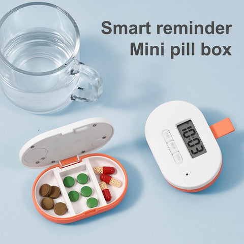 Smart Pill Box - Three Compartment Pill Dispenser Silicone Buckle Travel Organizer | Portable Medicine Box with Alarm Clocks,