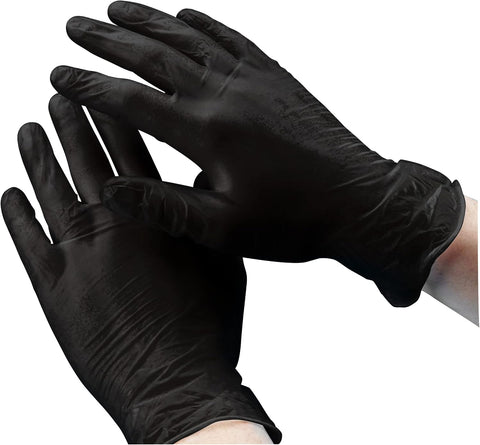 1000 BLACK Disposable Vinyl Gloves Powder Free  1X10PC Per Carton - RoyalPack