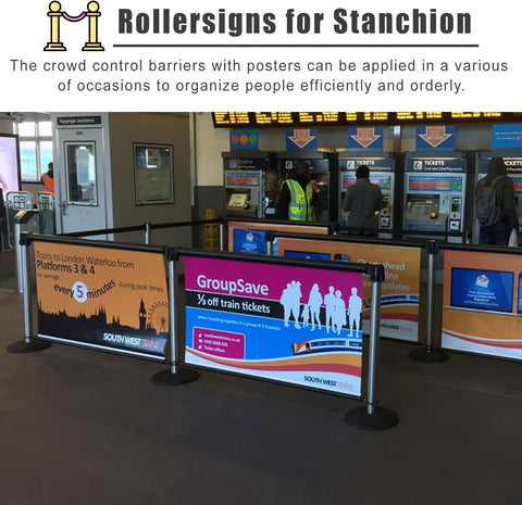 Poster Display Retractable Stanchions, Crowd Control Barrier Queue Line (120*75CM) - Olmecs