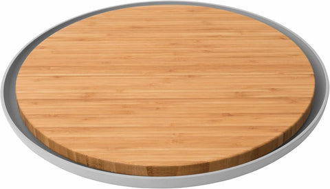 BergHOFF Leo Round Bamboo Wood Chopping Board With Collecting Plate, 36.5cm