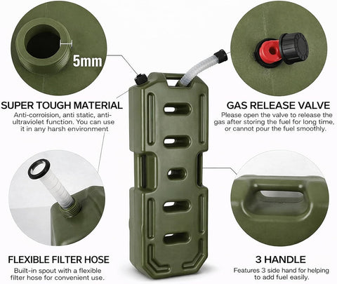 Portable Gasoline Fuel Can , Gas Container with Secure Cap - 20L