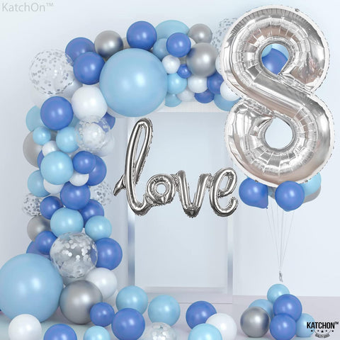 Silver Number Balloons in Helium Foil Mylar No.8