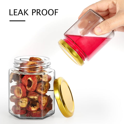 Clear Hexagonal Glass Jars with Gold Cap 85ml (162Pcs/Ctn) (Copy)