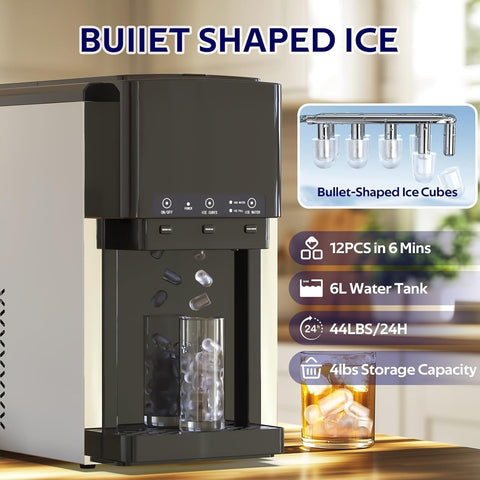 3 in 1 Water Dispenser with Ice Maker, Nugget Ice Maker Countertop, Bullet & Crushed Ice
