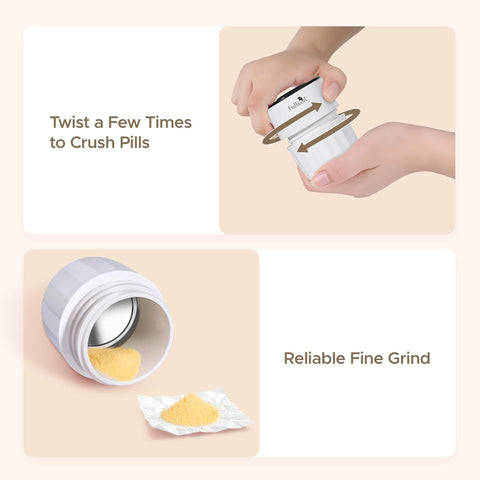 Fullicon Pill Crusher Stainless Steel, 2 in 1 Pill Grinder for Fine Powder. Portable Tablet Crusher