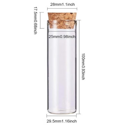 10Pcs 100ml Glass Tubes Bottles With Cork  Stoppers - Willow