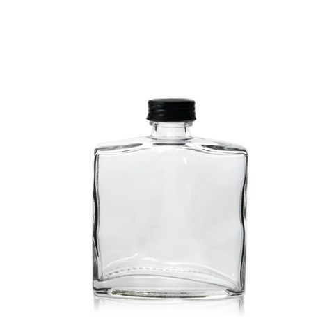 Willow Flat Square Glass Drinking Beverage Bottle with Black Aluminium Caps 100ml (120Pcs/Ctn)