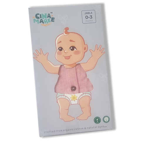 Cina Maree 2Pc Pack, 100% Organic Cotton Jhabla, Natural Herbal Dyes Pink & Yellow (0-3Months)
