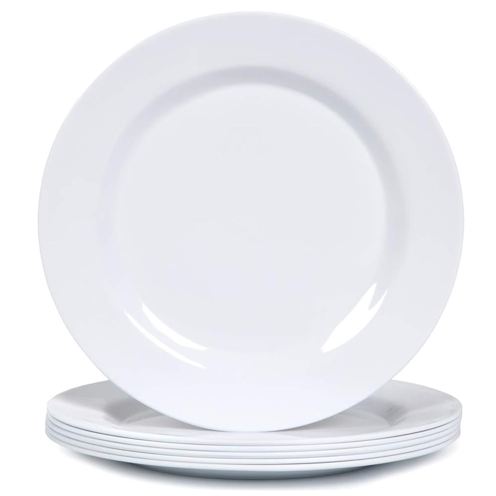 Olmecs Melamine Premium Dinner Plates Set - 29Cms White 12Pc / Pack