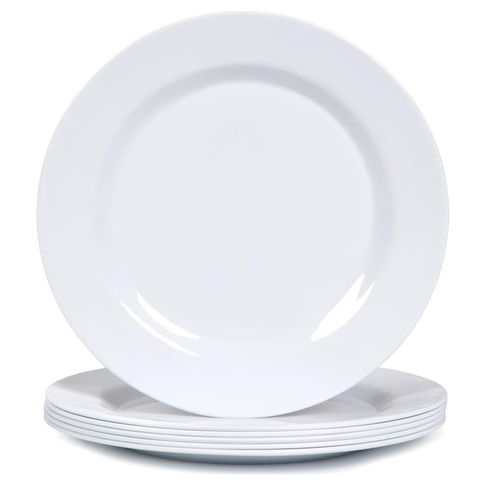 Olmecs Melamine Premium Dinner Plates Set - 29Cms White 12Pc / Pack